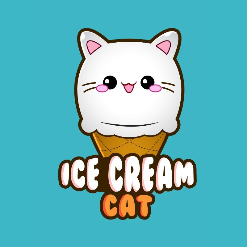 Crème glacée Chat Crème glacée Chat glace Boule de crème glacée à la vanille