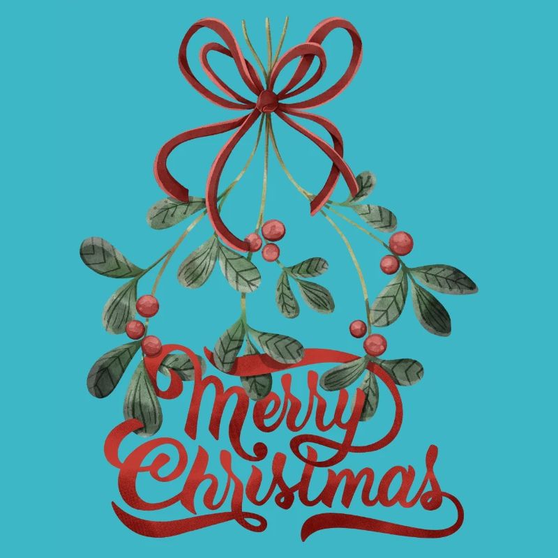 Joyeux lettrage de Noël au gui