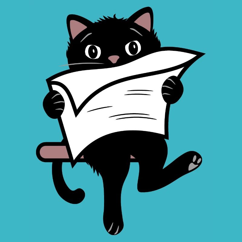 Drôle de chat noir lisant un journal