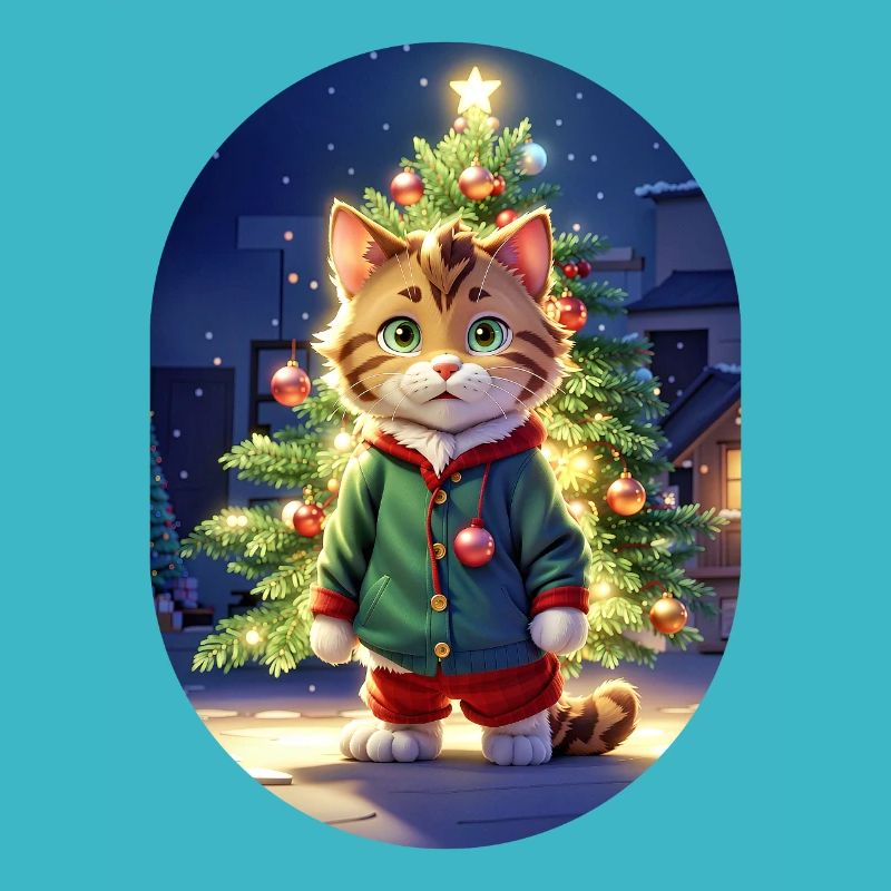 Modèle vierge de chat de Noël 1.1