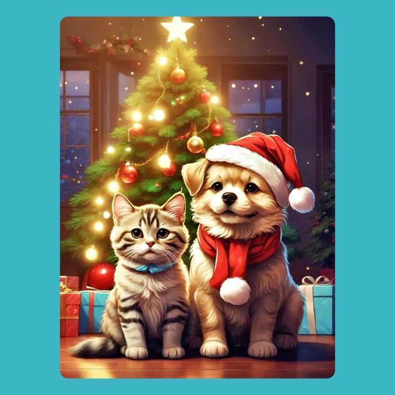 Modèle vierge de chien et de chat de Noël 1.1