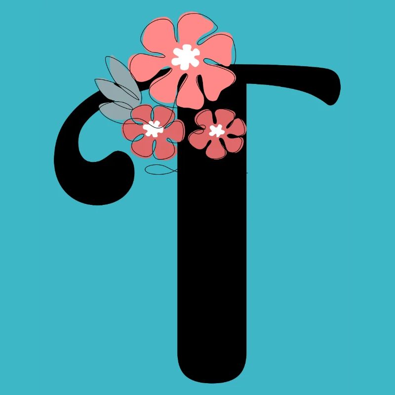 Lettre t fleurs minimalistes