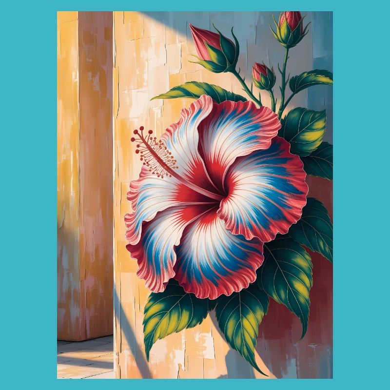 Hibiscus Gradient Bloom Wall - Haitian Flag Day 