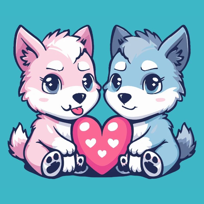 Wolf Comic Paar Liebe