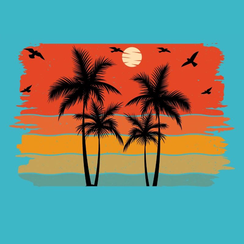 Sunset beach summer gift beach retro