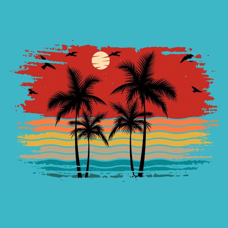 Sunset beach summer gift beach retro