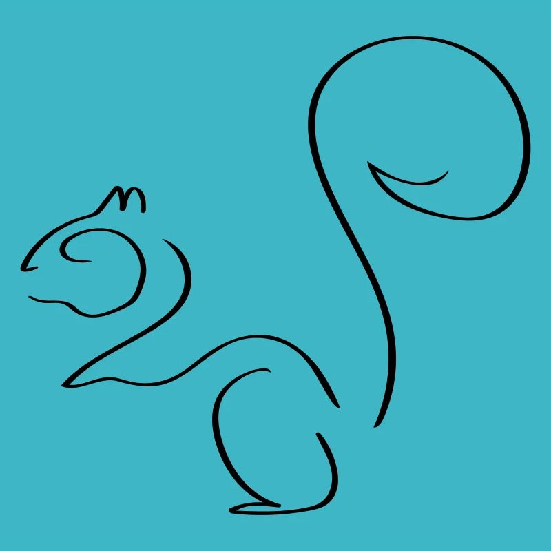 Squirrel Line Art - Minimalist