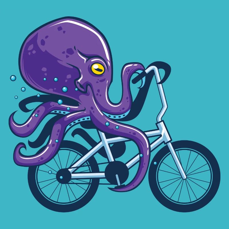 Octopus Riding Bicycle