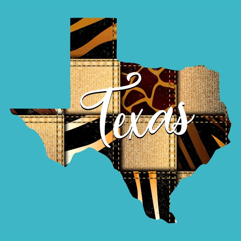 Texas Leopard Denim Map