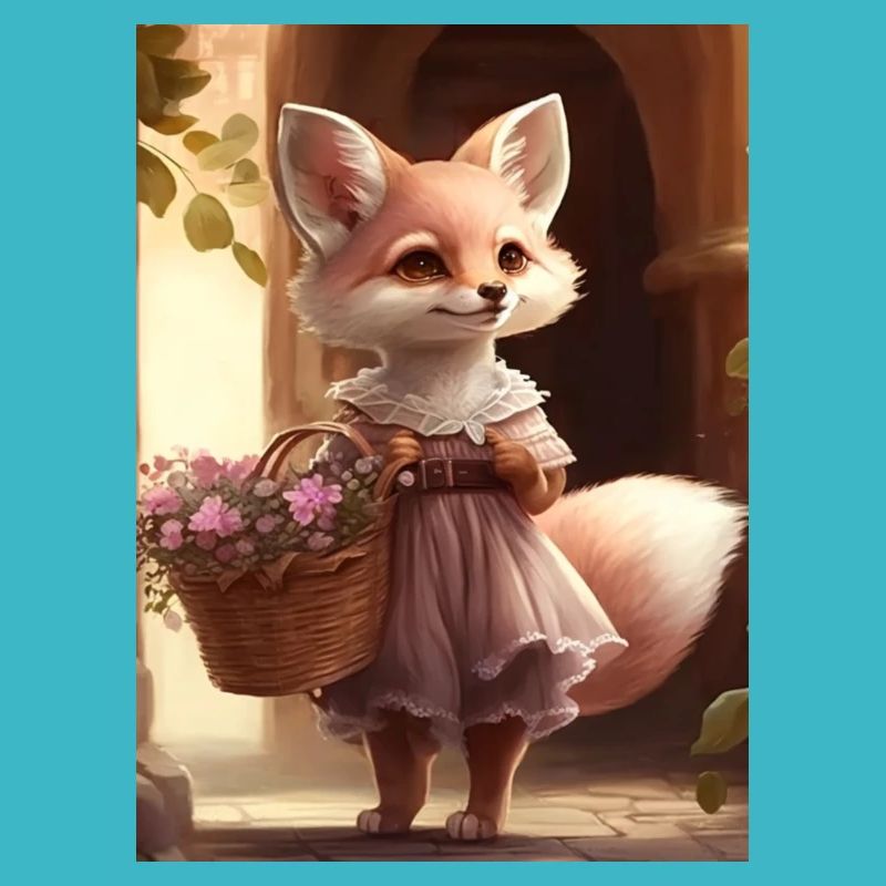 Füchsin mit Blumenkorb Geschenk