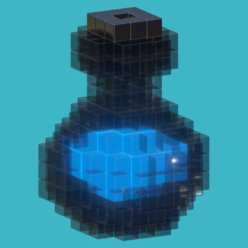 3D Design 3D Cube Black Bottle & Ocean Blue Potion