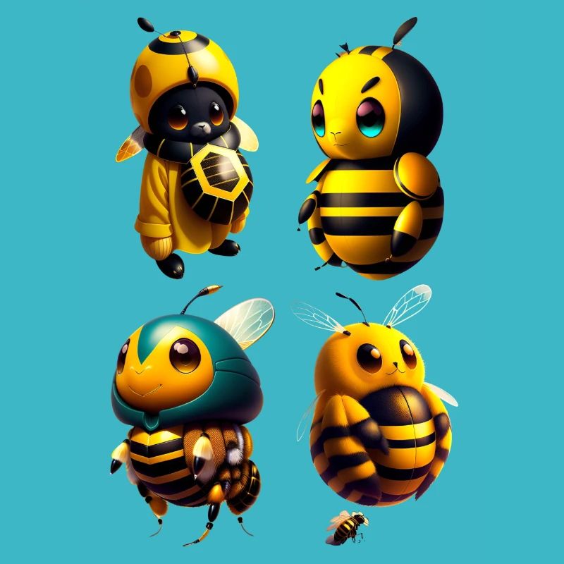 kawaii happy bees