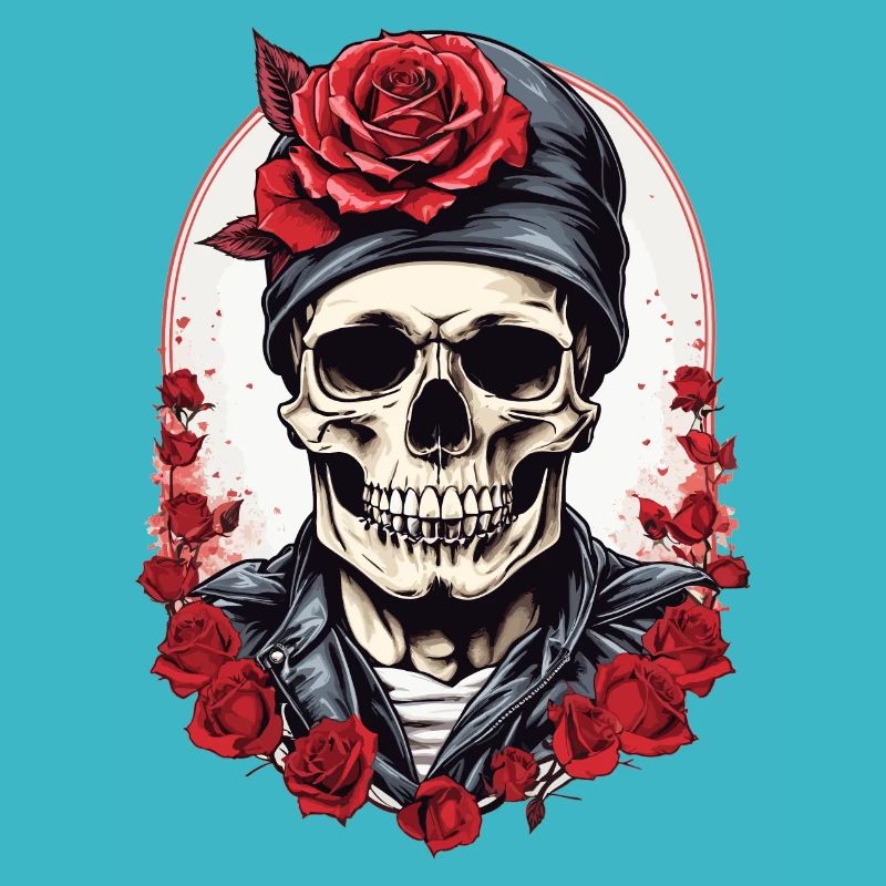 Totenkopf mit Rosen