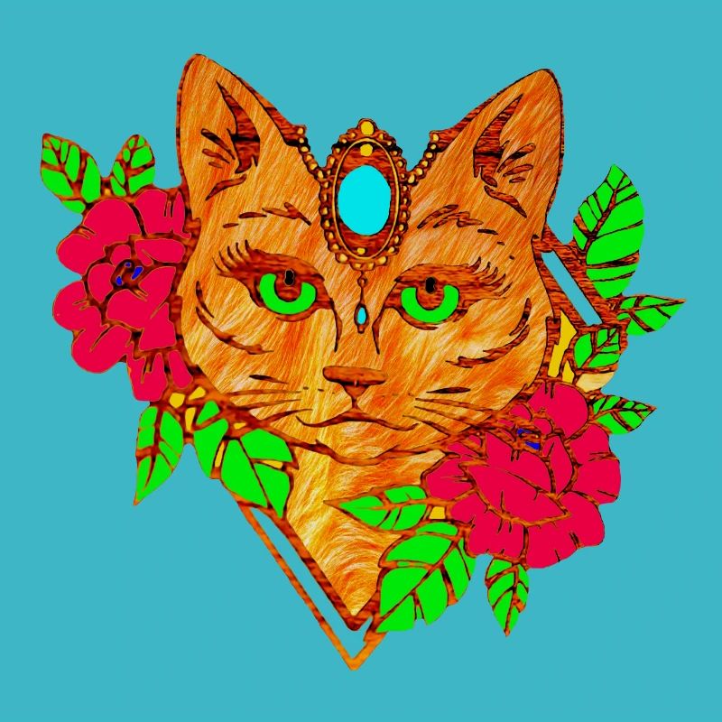 chat et fleurs