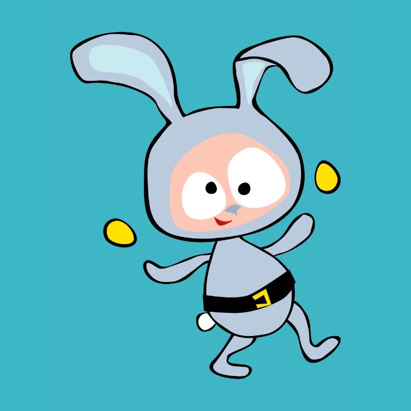 Lapin de Pâques danse avec des œufs d’or