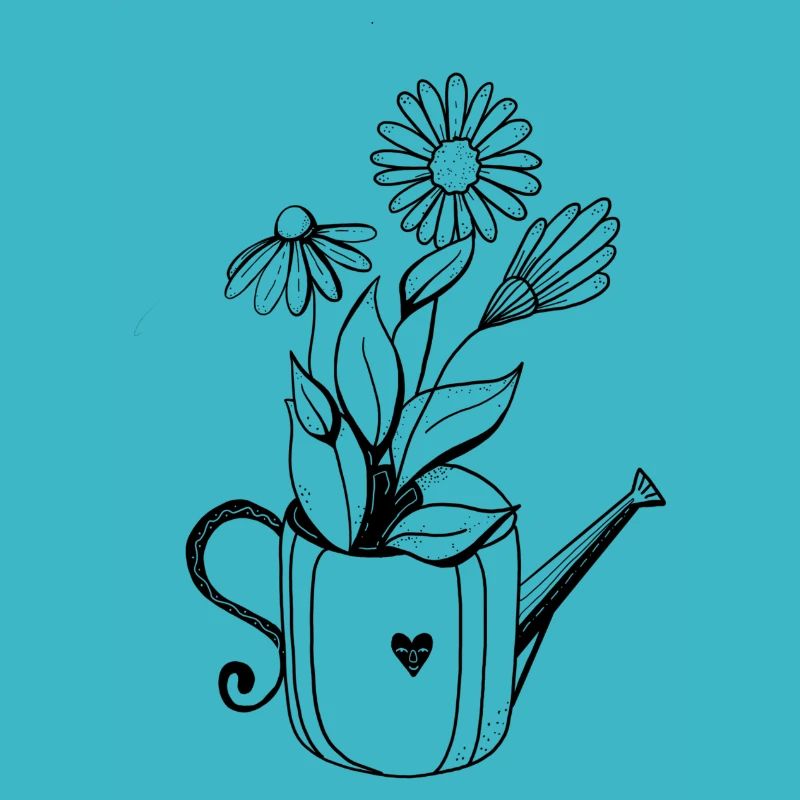 Fleurs dans l’arrosoir Illustration sucrée