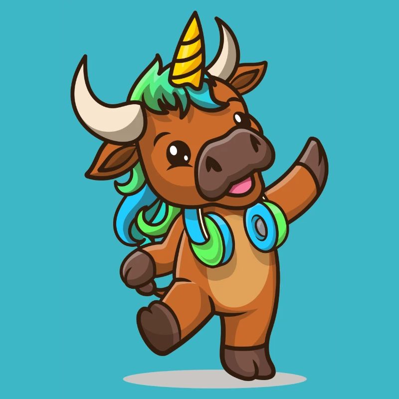 Cartoon-Stier mit Einhorn