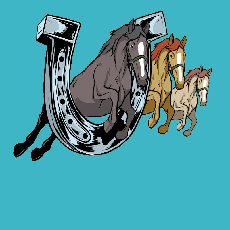 Cheval en fer à cheval, course, cadeau de chemise de cheval de course