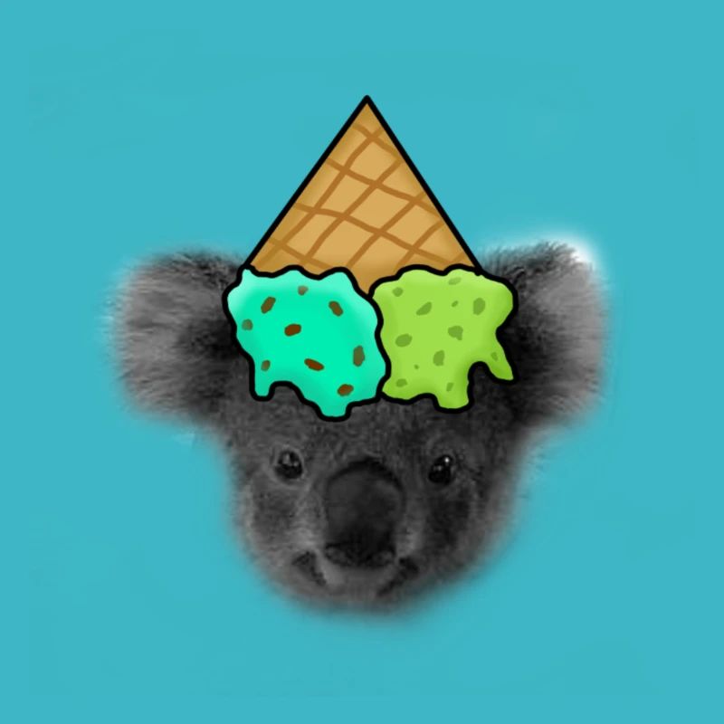 Koala mit Eiscreme als Hut