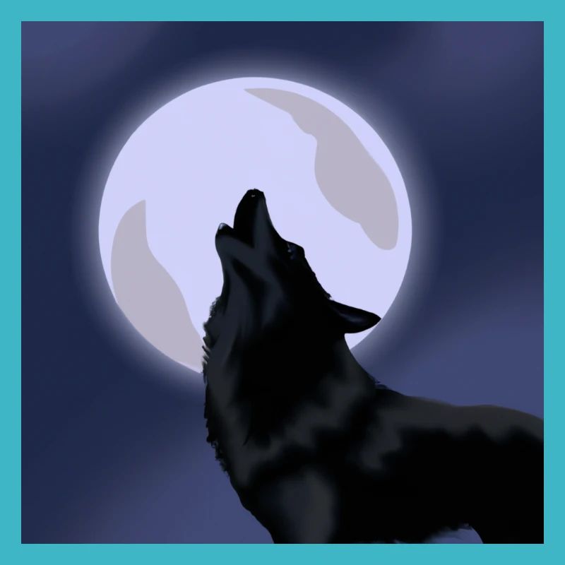 Wolf mit Mond