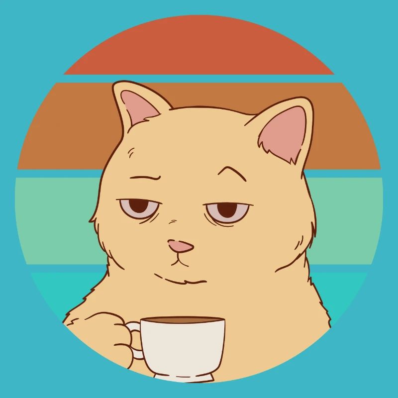 Katze mit einem Kaffee | Arbeitstag müde