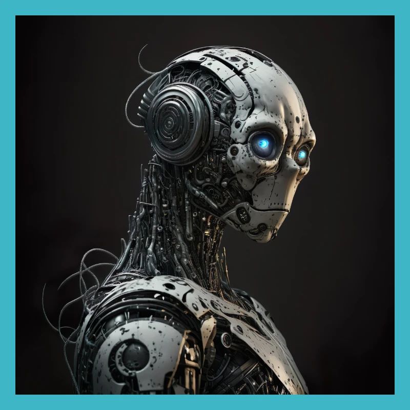Blauäugiger Cyborg-Roboter