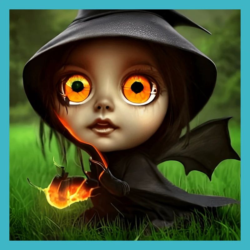 Sorcière mignonne aux yeux de feu