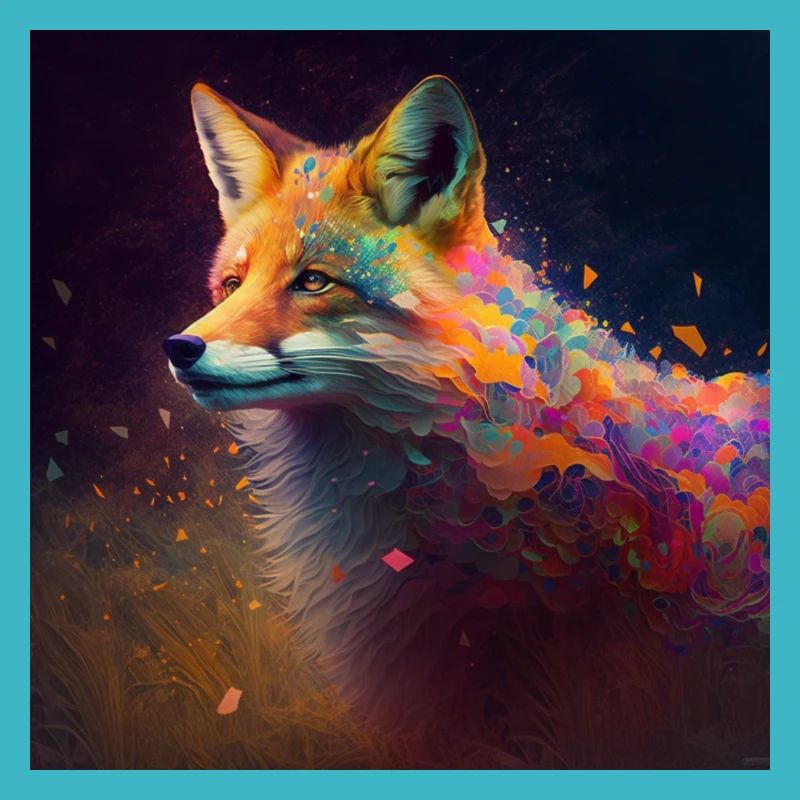 Colored fox, unique design