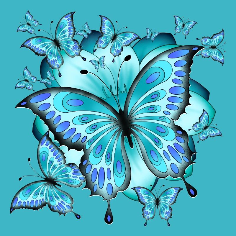 Papillons avec fleur