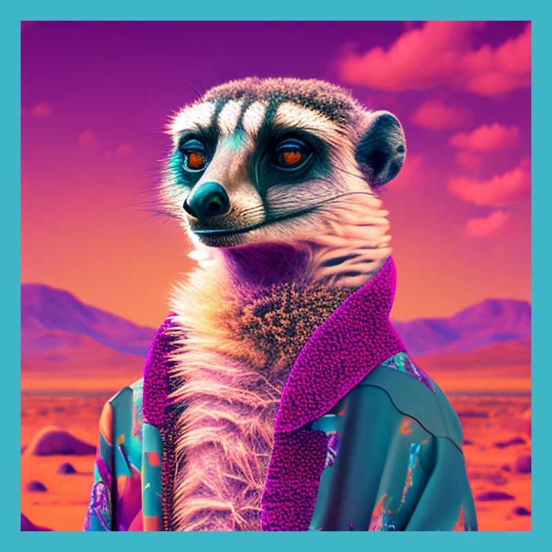 ERDMÄNNCHEN VAPORWAVE, moderne Kunst Neon Farben
