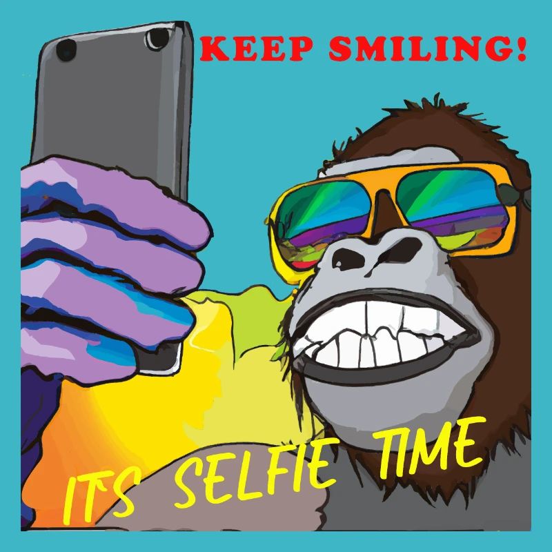 Funny gorilla makes selfie gift