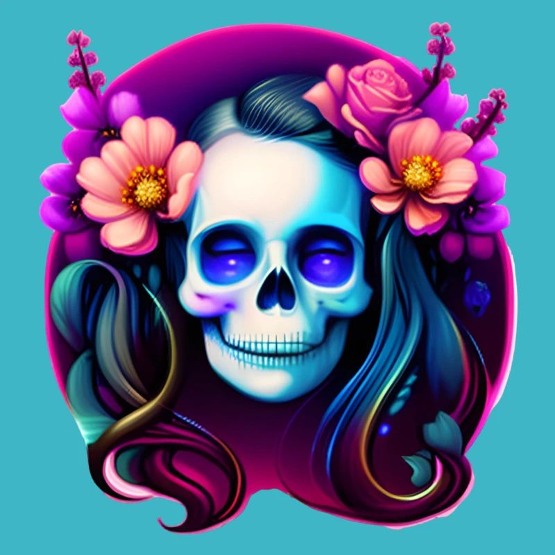 Skull Boho Multicolor Frauen Schädel mit Blumen