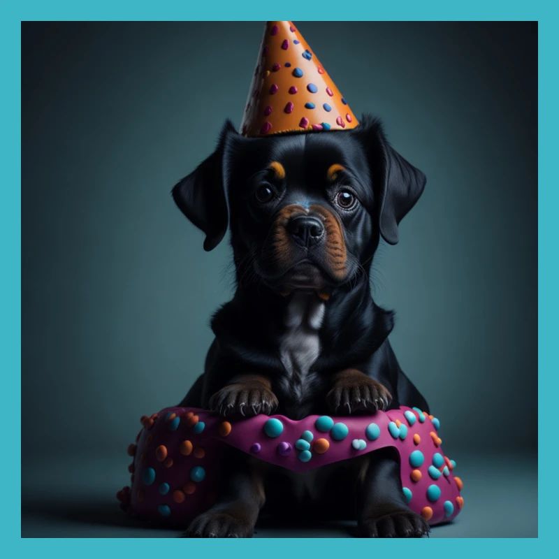 Hund mit Geburtstagshut
