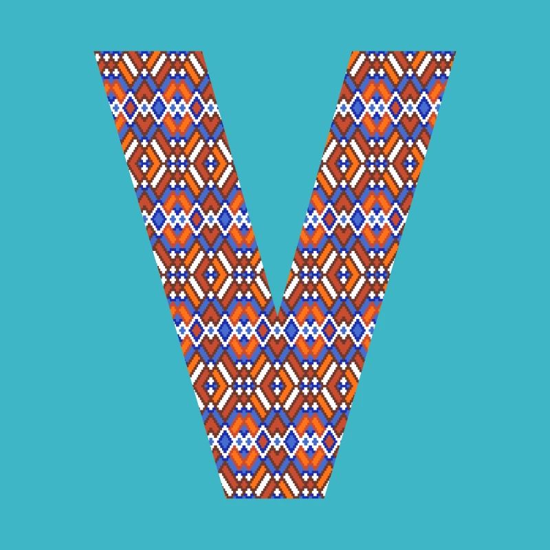 Monogram Letter V- geometric pattern