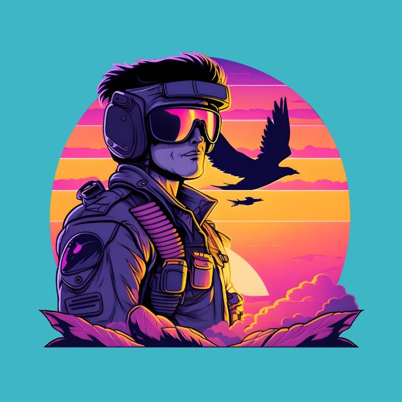 Synthwave Air-Force Pilote