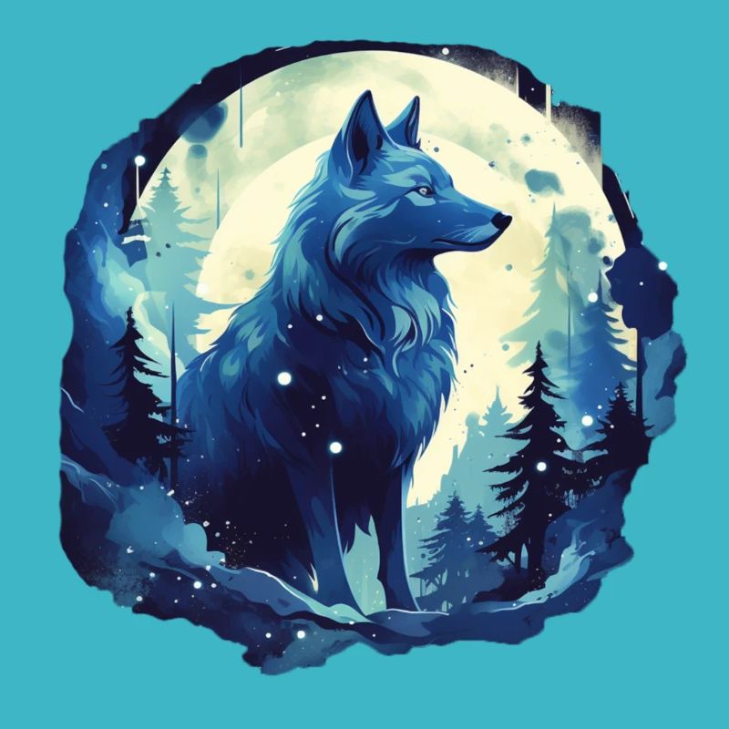 Fantasy: Wolf bei Sonnenuntergang