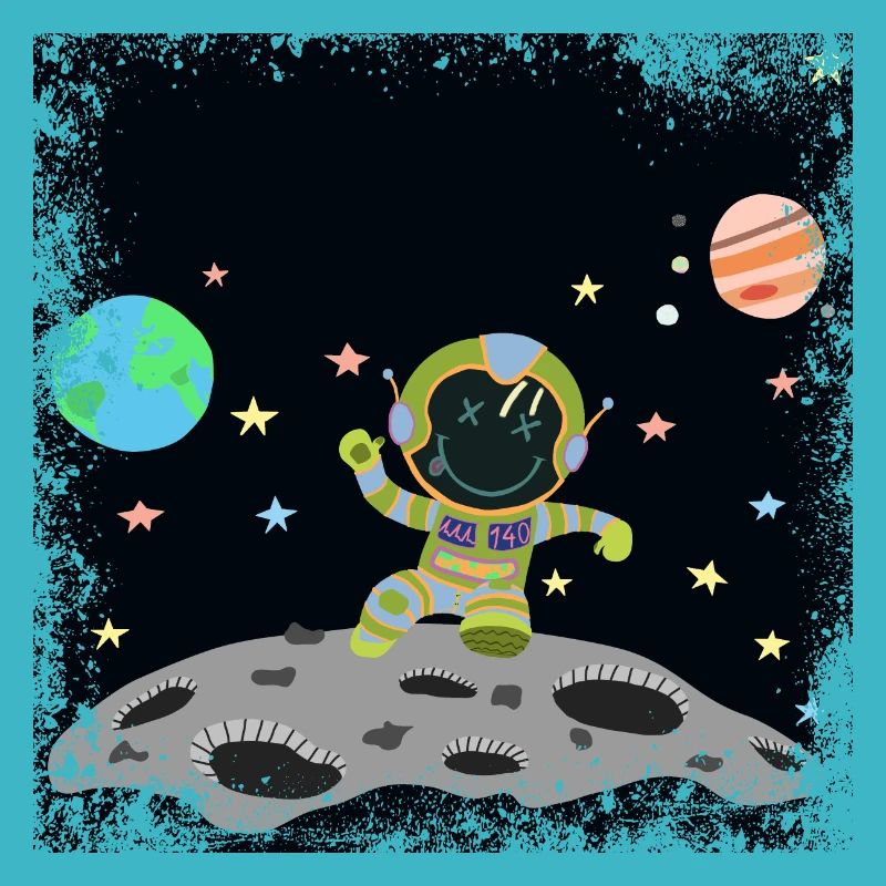 astronaute bleu vert grunge