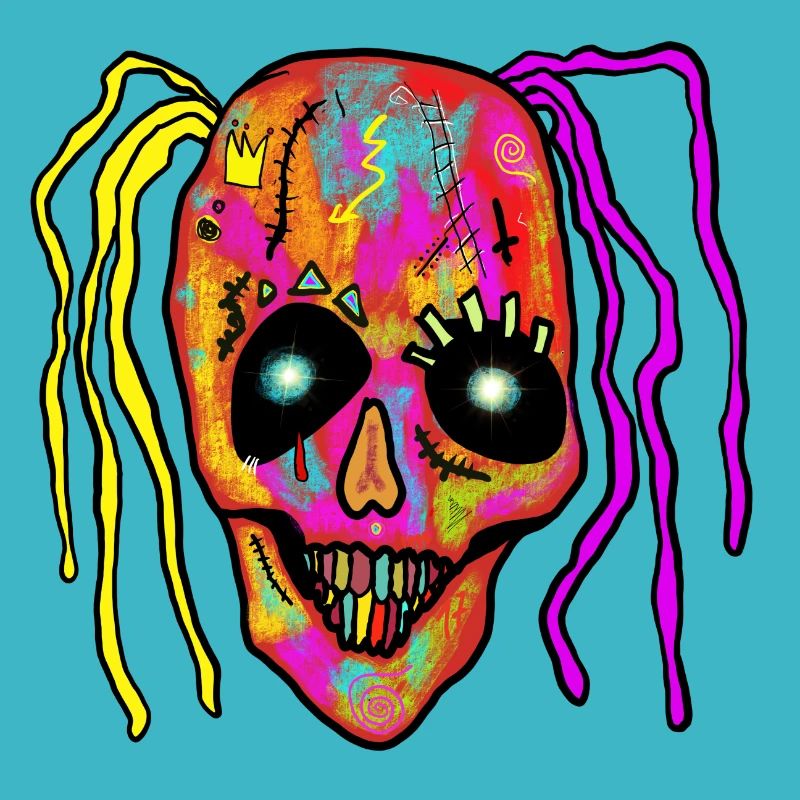 Neon Patchwork Schädel