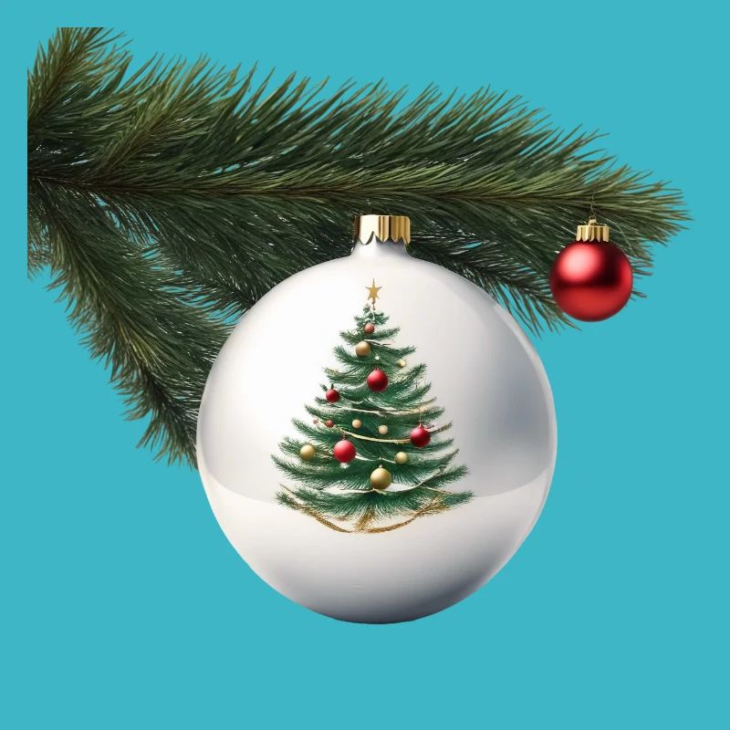 Weihnachtskugel mit Tannenzweig