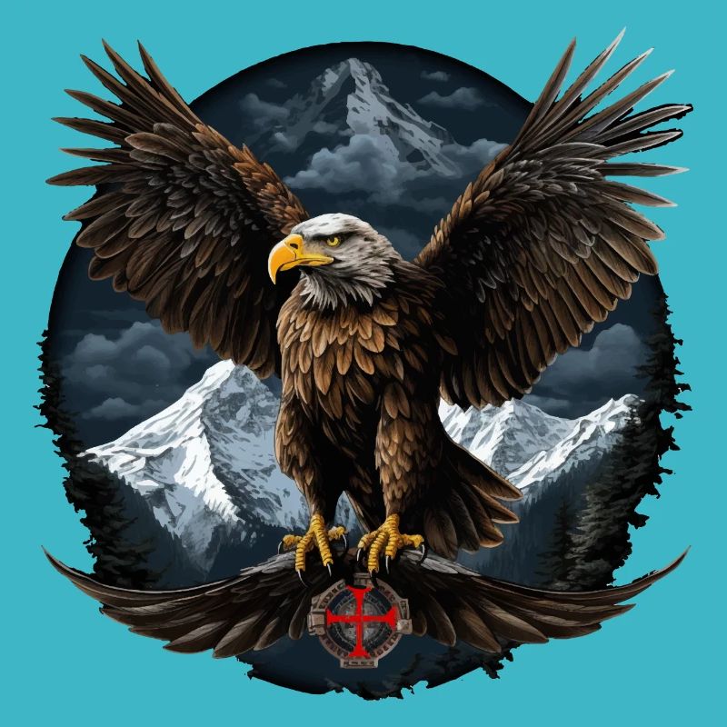 Bald Eagle Design with Mountains