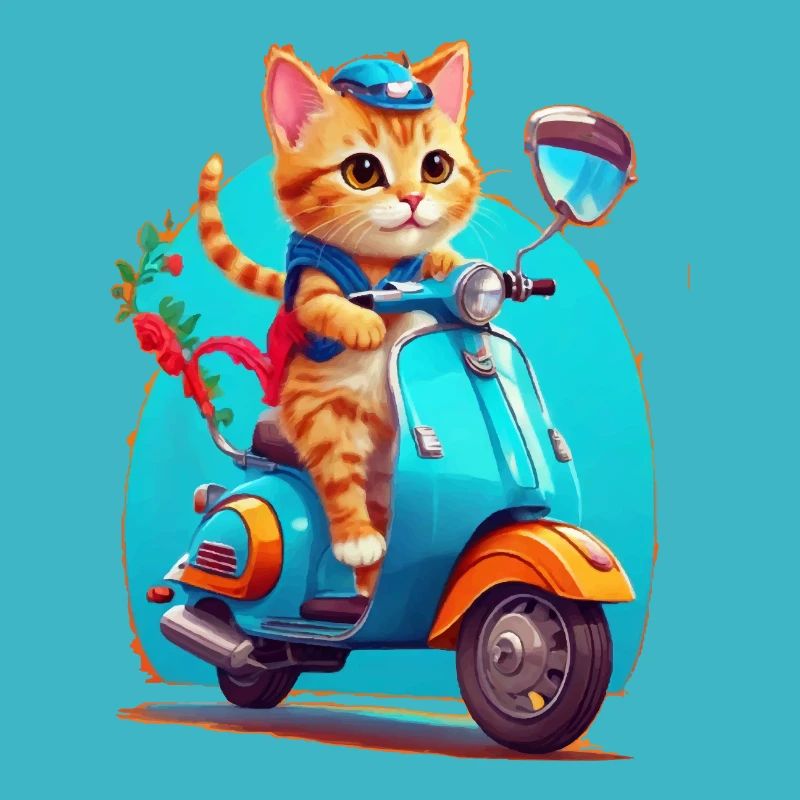 Katze fährt Roller