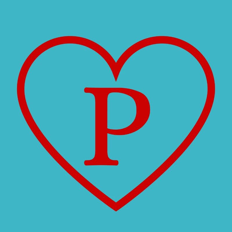 Buchstabe p rotes Herz