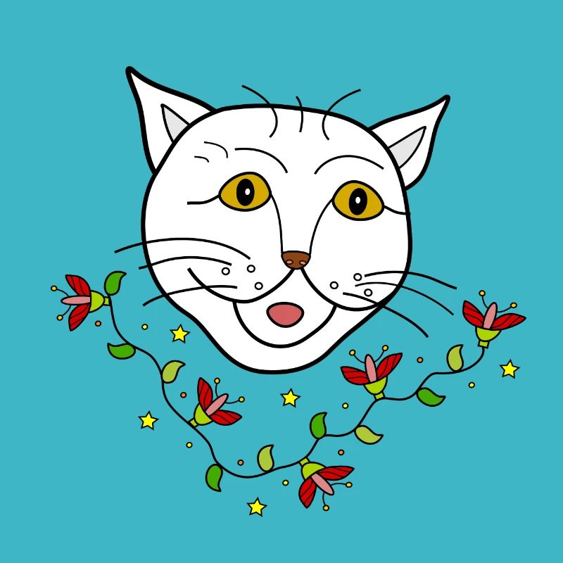 Chat à fleurs