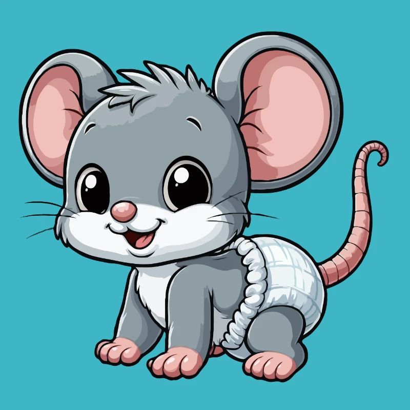 Baby mouse with diaper