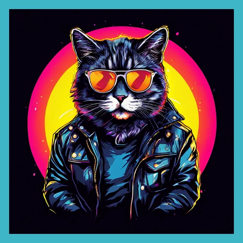Cool cat wearing sunglasses and a leather jack