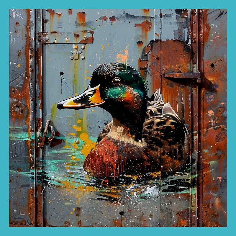 Graffiti Floating Mallard Rusty Background