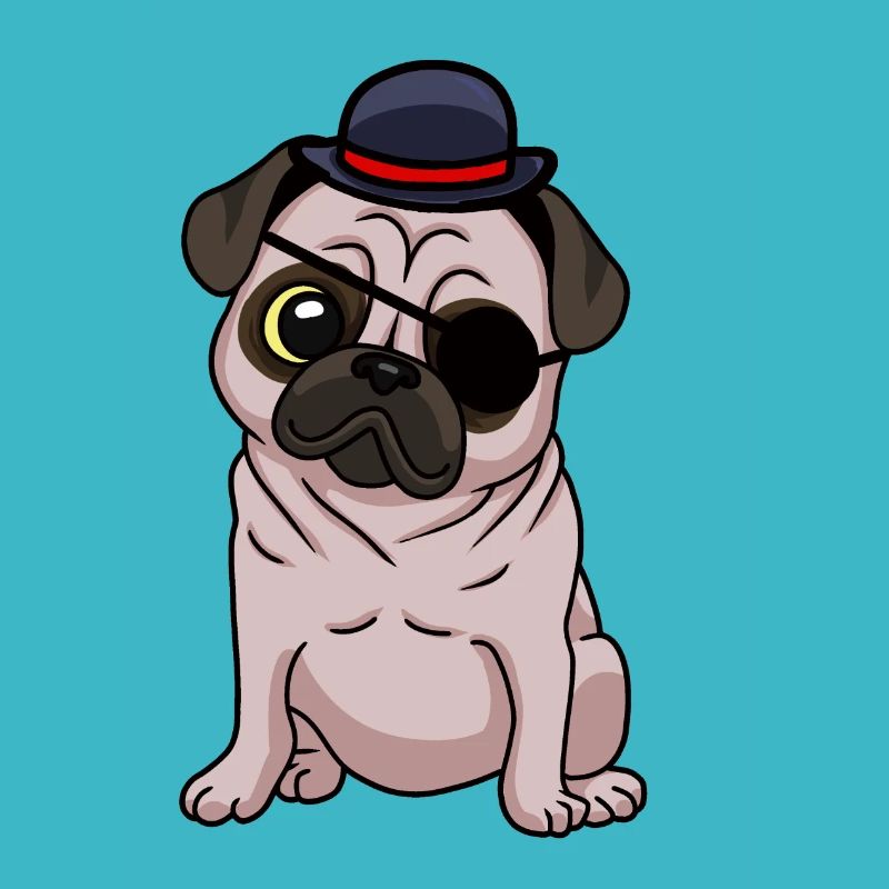 Fantasy Pug Dog Eye Patch Dogs Hat Child