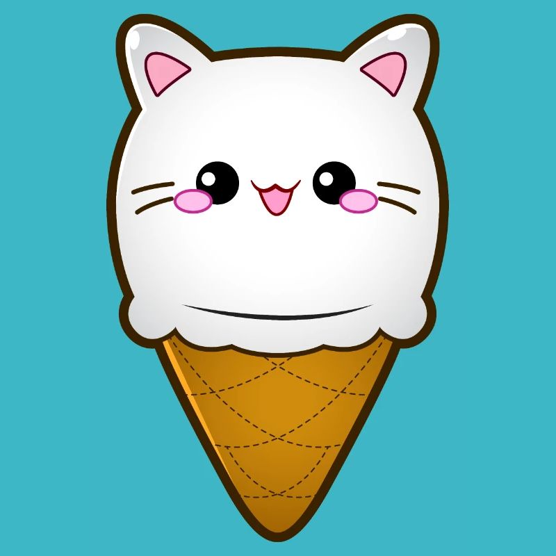 Ice Cream Cat Eiscreme Eis Katze Vanille Eiskugel