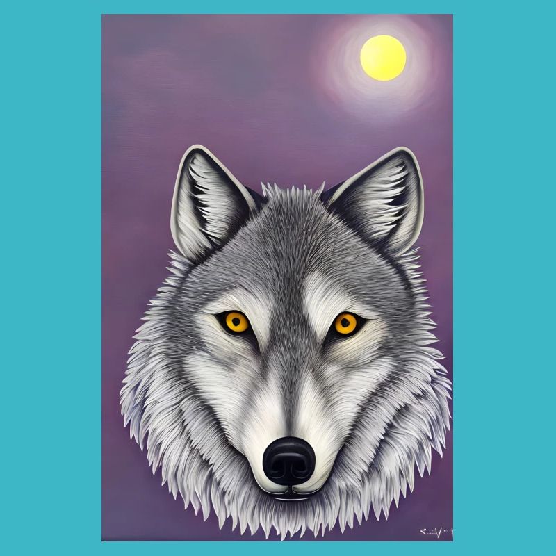 Wolf unter Mond