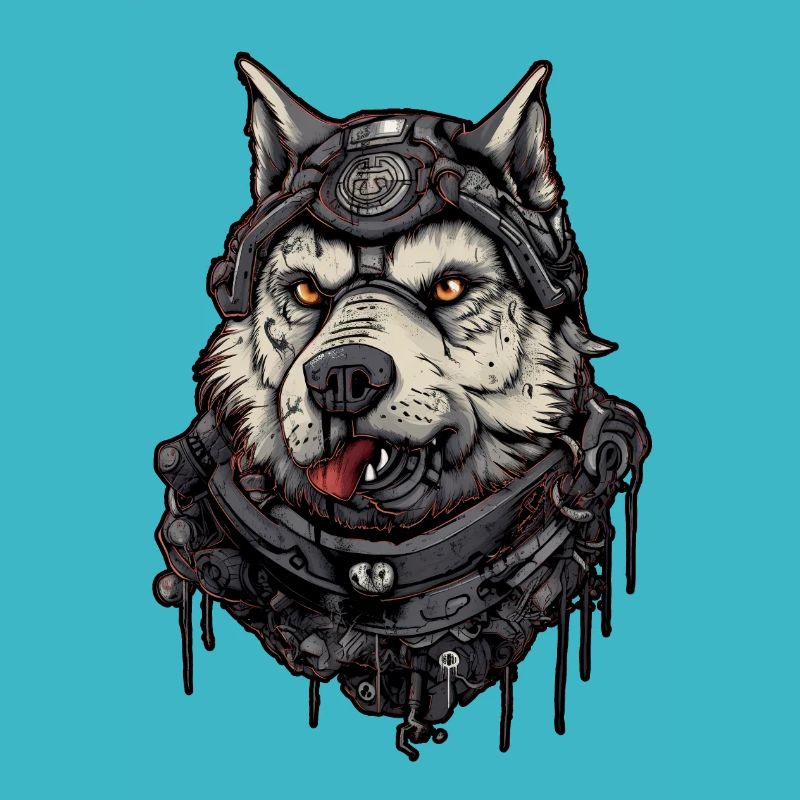 Dog wolf pilot, scifi , Digital Illustration,